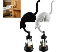 Générique Cat with Lantern Shelf Decor, 3D Printed LED Hanging Cat Figurine, Retro Style Night Light for porches patios and Bookshelves, The Ideal Gifts for Cats Lovers