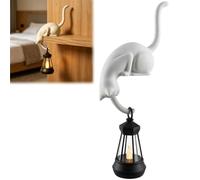 Générique Cat with Lantern Shelf Decor, 3D Printed LED Hanging Cat Figurine, Retro Style Night Light for porches patios and Bookshelves, The Ideal Gifts for Cats Lovers
