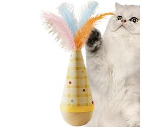 Générique Cat Wobble Toy (Self Righting Poly) - Fun Interactive Baseball | Wooden Fabric Construction, Tiring Enrichment Toy for Indoor Cats | for Lick Whack Play Exercise, Pet Supplement for