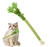 Générique Cat Wood and Polygonum Chew Stick, Simulated Celery Cat Teasing Toy with Bell, Bite-Resistant Cleaning Tõy for Adult Cats and Kittens, Interactive Play Wand, 1-Piece Green Ând Natural