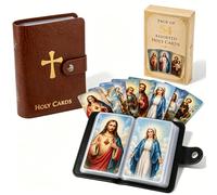 Générique Catholic Faux Leather Holy Card Holder - Pocket Prayer Card Organizer with Snap Closure, Holds 40 Holy Cards, Portable Catholic Prayer Cards Holder/Holy Cards Holder Book for Women Men (#D)