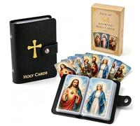 Générique Catholic Faux Leather Holy Card Holder - Pocket Prayer Card Organizer with Snap Closure, Holds 40 Holy Cards, Portable Catholic Prayer Cards Holder/Holy Cards Holder Book for Women Men (#A)