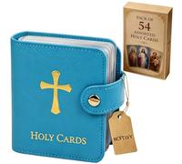 Générique Catholic PU Leather Holy Card Holder, Pocket Prayer Card Organizer with Snap Closure for 40 Sleeves, Portable Travel Wallet for Religious,Books Bible Accessory