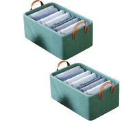 Générique Cation Multi-Functional Folding Wardrobe, Pickelect Foldable Wardrobe Storage Boxes, Ultra Space Clothes Drawer Organizer Closet with Handle,Bedding/Toys (Green,2Pcs)