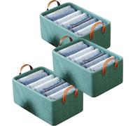Générique Cation Multi-Functional Folding Wardrobe, Pickelect Foldable Wardrobe Storage Boxes, Ultra Space Clothes Drawer Organizer Closet with Handle,Bedding/Toys (Green,3Pcs)