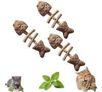 Générique Catnip and Silvervine Chew,Durable Wooden Natural Edible Creative Fish Bone Cat Dental Chew Toy,for Cats Indoor Pets and Cleaning Calming Enrichment Fun (Insect Gall Fruit-3)