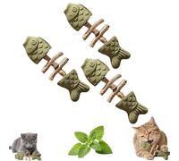 Générique Catnip and Silvervine Chew,Durable Wooden Natural Edible Creative Fish Bone Cat Dental Chew Toy,for Cats Indoor Pets and Cleaning Calming Enrichment Fun (Catnip-3)