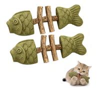 Générique Catnip & Silvervine Chew,Silvervine Cat Toy,Natural Catnips & Silvervines Teeth Cleaning Stick,Fish Bone Shaped Chewing,Fix Cat Dental Health (2 pc,Catnip Flavor)