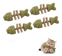 Générique Catnip & Silvervine Chew,Silvervine Cat Toy,Natural Catnips & Silvervines Teeth Cleaning Stick,Fish Bone Shaped Chewing,Fix Cat Dental Health (4 pc,Catnip Flavor)