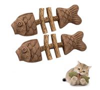 Générique Catnip & Silvervine Chew,Silvervine Cat Toy,Natural Catnips & Silvervines Teeth Cleaning Stick,Fish Bone Shaped Chewing,Fix Cat Dental Health (4 pc,Insect Gall Fruit)