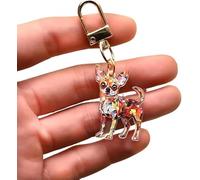 Générique Cats & Dogs Stained Art Keychains,Vibrant stained glass art cat and dog acrylic keychain, a great gift for family and friends (Chihuahua)