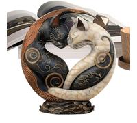 Générique Cats Sculpture - Resin Opulent Intricate Cat Art Statue Decorative Figurine | Elegant Home Decor for Thanksgiving, Holiday, Birthday Party, Offices Or Home Decor, 5.91x2.56x7.28in