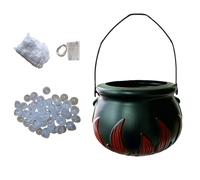 Générique Cauldron Pot - Halloween Cauldron - 14.5cm Halloween Pot Candy Holder Transparent PVC Battery Operated 3 Not Included with Light Cord Pearl Cotton Party Decor Bubble Bowl Display