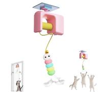 Générique Ceiling Cat Teaser, Interactive Hanging Cat Retractable String Toys, Smart Auto-Bounce Cats Wand, Rechargeable Interactive Automatic Suction Cup Hanging for All Breed Sizes (Pink)