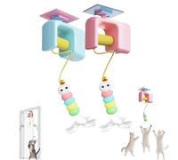 Générique Ceiling Cat Teaser, Interactive Hanging Cat Retractable String Toys, Smart Auto-Bounce Cats Wand, Rechargeable Interactive Automatic Suction Cup Hanging for All Breed Sizes (2 Pcs)