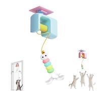 Générique Ceiling Cat Teaser, Interactive Hanging Cat Retractable String Toys, Smart Auto-Bounce Cats Wand, Rechargeable Interactive Automatic Suction Cup Hanging for All Breed Sizes (Blue)