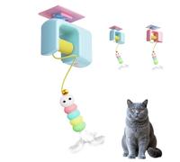 Générique Ceiling Cat Teaser,Self Adhesive Pet Cat Toys,Automatic Bouncing, Interactive Electric Pussy Toy with Self Adhesive Suction Cup Indoor Door Frame Hanging (Blue)