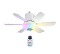 Générique Ceiling Fan with Lights Remote, Flush Mount Quiet Ventilador, Dimmable LED Light, Built in Blue Tooth Music Speaker, 3 Speed Timing Function for Bedroom, Living Room, Indoor Use
