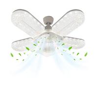 Générique Ceiling Light With Fan - Crystal Effect 6 Wind Speeds Bulb | 3 Color Dimmable 12in Remote Led Fan Lamp Suitable For Living Room Bedroom Garage Shed RV Playroom Warehouse Dorm Apartment