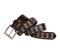 Générique Ceinture Cloutée Punk Carrée à Ardillon Largeur 3,8cm Sangle en Cuir De Vachette avec Rivets en Ronds Et Croix œillets(115cm/45, Coffee)