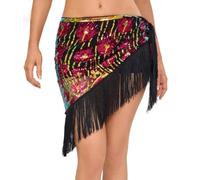 Générique Ceinture Danse Orientale Femme Écharpe de Hanche à Franges et Sequins pour la Danse du Ventre, Belly Dance Soie Foulard à Sequin Écharpe Déguisement pour Représentations de Fête