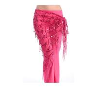 Générique Ceinture Danse Ventre, Vêtements de Danse du Ventre Accessoires Tassel Triangle Etretchy Crochet Belly Dance Foulard Hip(Fuchsia)