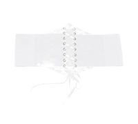 Générique Ceinture de corset à lacets pour femmes ceinture large élastique transparente en PVC avec dentelle et pétales pour robe (White One Size)
