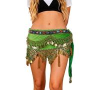 Générique Ceinture de Danse Orientale élégante avec Franges Scintillantes et Design de Taille pour Performances captivantes (Green, One Size)