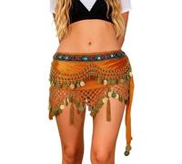Générique Ceinture de Danse Orientale élégante avec Franges Scintillantes et Design de Taille pour Performances captivantes (Orange, One Size)