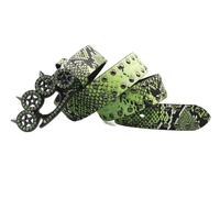 Générique Ceinture en cuir imprimé serpent à rivets, boucle patte de chat strassée, ceinture punk Y2K pour femme et homme, ceinture rock gothique pour jeans et pantalons