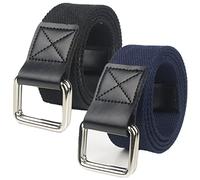 Générique Ceintures en toile pour homme femme avec double anneau en D, 3,8 cm de large, durable, réglable, décontracté, extra long, Lot de 2