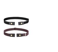 Générique Ceintures sans boucle 2 pièces for hommes-élastique réglable extensible for pantalons en jean voyage de bureau (noir et café) Pour les jeans