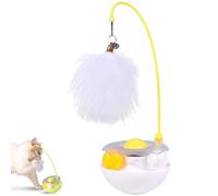 Générique Celery Pets Wobble Pet Toy with Feather & Catnip, Cat Feather Toy with Bells, Dual Rolling Balls Rotate 360°, for Indoor Cats Exercise Feathers Toy for All Breeds (White)