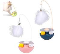 Générique Celery Pets Wobble Pet Toy with Feather & Catnip, Cat Feather Toy with Bells, Dual Rolling Balls Rotate 360°, for Indoor Cats Exercise Feathers Toy for All Breeds (2Pcs D)