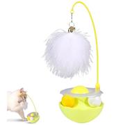 Générique Celery Pets Wobble Pet Toy with Feather & Catnip, Cat Feather Toy with Bells, Dual Rolling Balls Rotate 360°, for Indoor Cats Exercise Feathers Toy for All Breeds (Yellow)