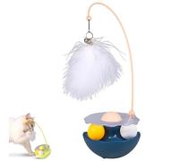Générique Celery Pets Wobble Pet Toy with Feather & Catnip, Cat Feather Toy with Bells, Dual Rolling Balls Rotate 360°, for Indoor Cats Exercise Feathers Toy for All Breeds (Blue)
