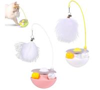 Générique Celery Pets Wobble Pet Toy with Feather & Catnip, Cat Feather Toy with Bells, Dual Rolling Balls Rotate 360°, for Indoor Cats Exercise Feathers Toy for All Breeds (2Pcs E)