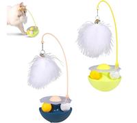 Générique Celery Pets Wobble Pet Toy with Feather & Catnip, Cat Feather Toy with Bells, Dual Rolling Balls Rotate 360°, for Indoor Cats Exercise Feathers Toy for All Breeds (2Pcs A)