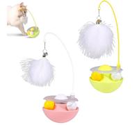 Générique Celery Pets Wobble Pet Toy with Feather & Catnip, Cat Feather Toy with Bells, Dual Rolling Balls Rotate 360°, for Indoor Cats Exercise Feathers Toy for All Breeds (2Pcs C)