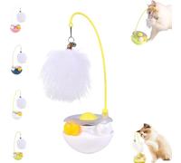 Générique Celery Pets Wobble Pet Toy with Feather & Catnip, Interactive Cat Feather Toys, Bell Wand Teaser, Dual Rolling Balls Rotate 360° for Cat Exercise Toy, for All Cats (White*1)