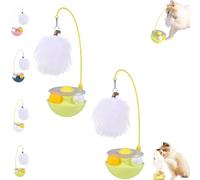 Générique Celery Pets Wobble Pet Toy with Feather & Catnip, Interactive Cat Feather Toys, Bell Wand Teaser, Dual Rolling Balls Rotate 360° for Cat Exercise Toy, for All Cats (Yellow*2)