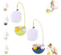 Générique Celery Pets Wobble Pet Toy with Feather & Catnip, Interactive Cat Feather Toys, Bell Wand Teaser, Dual Rolling Balls Rotate 360° for Cat Exercise Toy, for All Cats (Yellow+Blue)