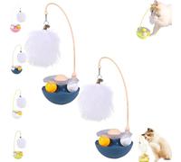 Générique Celery Pets Wobble Pet Toy with Feather & Catnip, Interactive Cat Feather Toys, Bell Wand Teaser, Dual Rolling Balls Rotate 360° for Cat Exercise Toy, for All Cats (Blue*2)