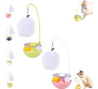 Générique Celery Pets Wobble Pet Toy with Feather & Catnip, Interactive Cat Feather Toys, Bell Wand Teaser, Dual Rolling Balls Rotate 360° for Cat Exercise Toy, for All Cats (Yellow+Pink)