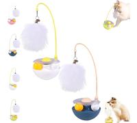 Générique Celery Pets Wobble Pet Toy with Feather & Catnip, Interactive Cat Feather Toys, Bell Wand Teaser, Dual Rolling Balls Rotate 360° for Cat Exercise Toy, for All Cats (White+Blue)