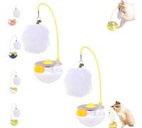 Générique Celery Pets Wobble Pet Toy with Feather & Catnip, Interactive Cat Feather Toys, Bell Wand Teaser, Dual Rolling Balls Rotate 360° for Cat Exercise Toy, for All Cats (White*2)