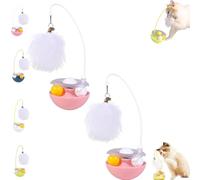 Générique Celery Pets Wobble Pet Toy with Feather & Catnip, Interactive Cat Feather Toys, Bell Wand Teaser, Dual Rolling Balls Rotate 360° for Cat Exercise Toy, for All Cats (Pink*2)
