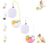 Générique Celery Pets Wobble Pet Toy with Feather & Catnip, Interactive Cat Feather Toys, Bell Wand Teaser, Dual Rolling Balls Rotate 360° for Cat Exercise Toy, for All Cats (White+Pink)