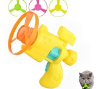 Générique Celerypet - Lanceur de Disque Volant Lumineux pour Chat, Jouet interactif à rapporter pour Chat, avec hélices colorées, pour Le Dressage et la Poursuite des Animaux. (Yellow)