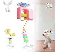 Générique CeleryPets Autobounce USB-C Ceiling Cat Teaser, Meowvo Ceiling Cats Teaser, Smart Caterpillar Cat Toy, Rechargeable Interactive Automatic Suction Cup Hanging (Pink)